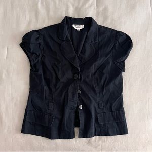 Vintage black short-sleeve button-up | sz 14P | Studio I